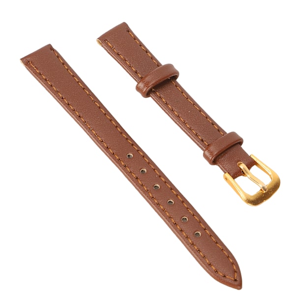 Unisex Universal Pin Buckle Watch Band PU Leather Replacement Watch Strap Accessory Brown 12mm / 0.47in