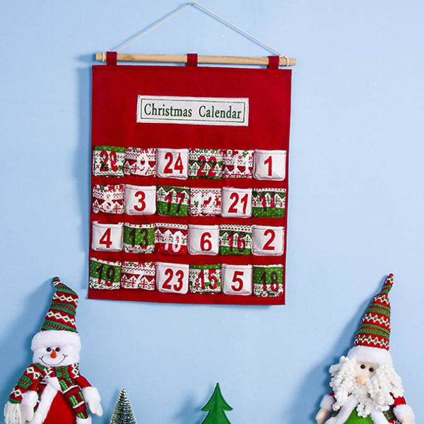 24 dagars adventskalender, julgransnöflinga, hängande nedräkning till julkalenderdekoration med 24 förvaringslådor