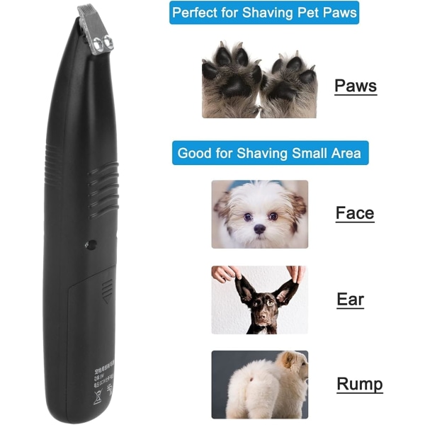 Hundklippare, hundtrimmer för trimning av elektrisk hundhårstrimmer med låg ljudnivå, sladdlös rakapparat för katter och små hundar för tassar, öron och ansikte