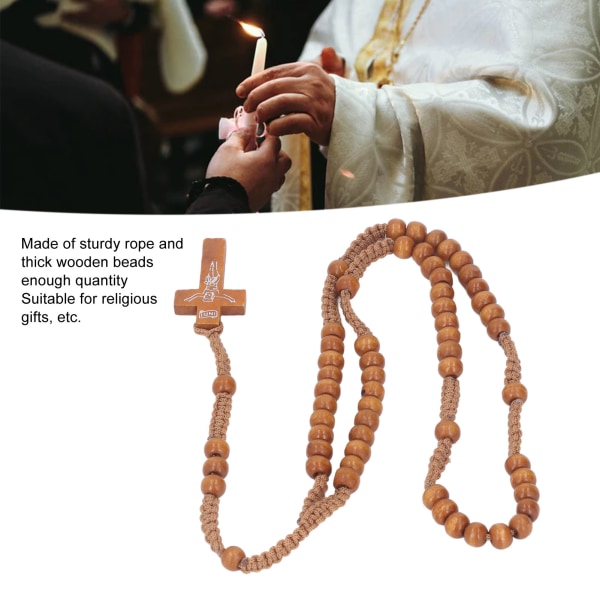 10 stk Rosenkrans Jesus Imprint Katolsk Unisex-stil Naturlig Treperle Kors Rosenkrans Halskjede Smykker for menn Kvinner Lysebrun