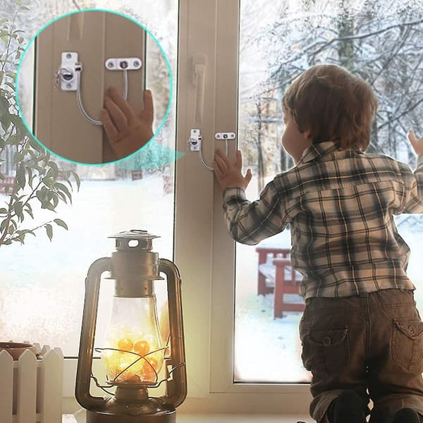 Sæt med 4 vindues- og dørsikkerhedslåse med nøgle