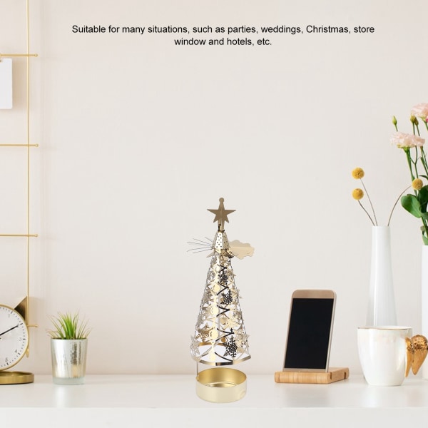 Spinnande ljushållare Roterande ljusstake Set för romantiskt bröllop julfest Guld snöflinga