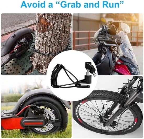 Disc Brake Lock - Disc Lock with Reminder Cable and Holder - Bicycle Lock - E-scooter Accessories - For E-bike Motorcycle Scooter Electric