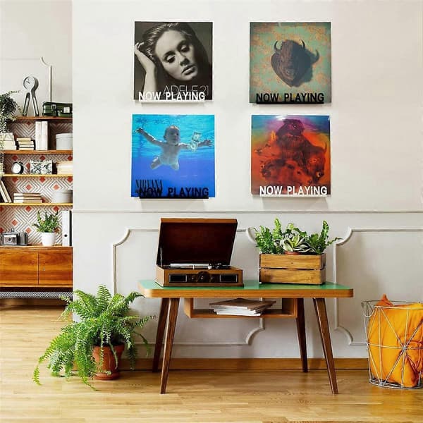 Wall Mounted CD Rack Now Playing Acrylic Vinyl Record Shelf for Home Decor Black