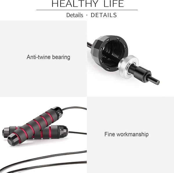 This jump rope has ball bearings, a quickly adjustable cable, and 15 cm memory foam handles, making it ideal for cardio training.