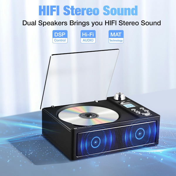 CD Bluetooth-spelare med integrerad FM-radio stöder USB/TF-kortuppspelning