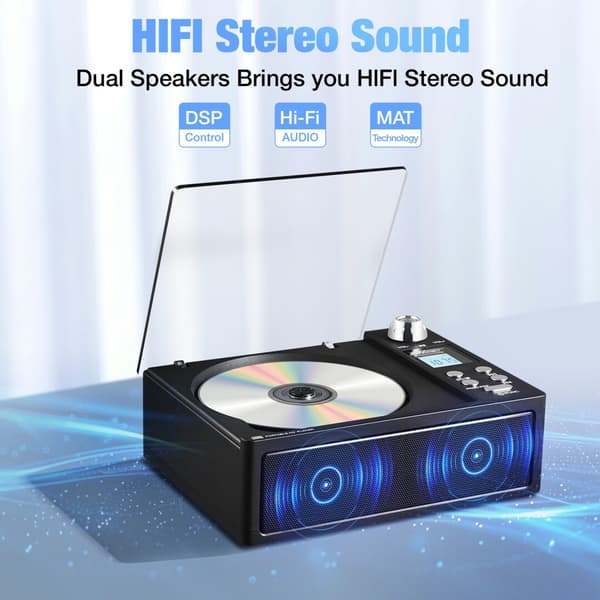 CD Bluetooth-spiller med integrert FM-radio støtter USB/TF-kortavspilling