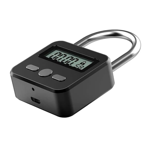 Metall tidslås - USB-oppladbart tidslås - svart
