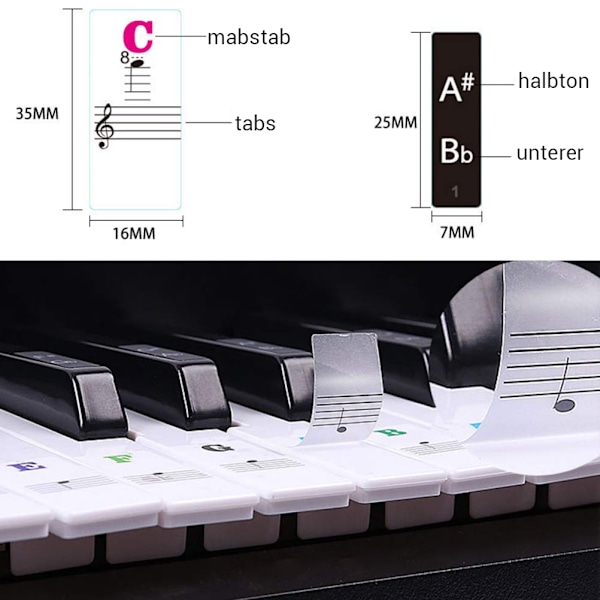 1 ark praktisk pianotastatur klistremerke for 37/49/54/61/88