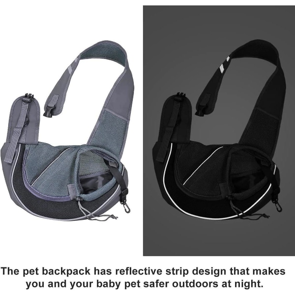 Bærbar sort hundebærer: Justerbar skuldertaske til små kæledyr, åndbar og komfortabel med lomme til udendørs rejser