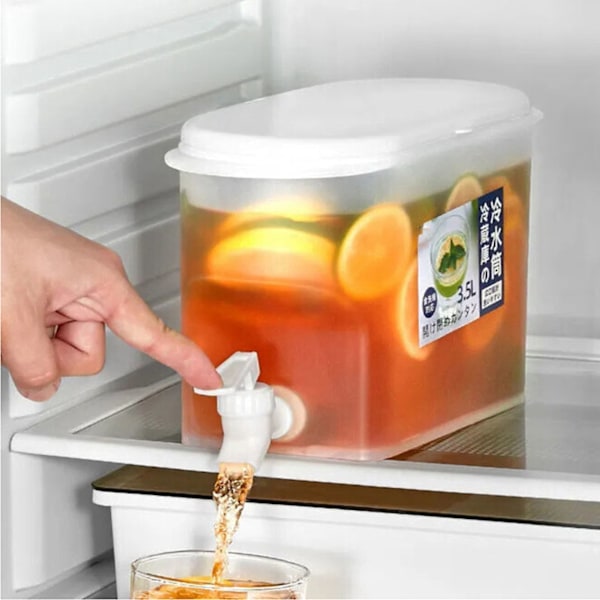 3,5L Hvid Drikkevaredispenser med Hane Stort Låg Friskhedsbevarende Forsegling Hane Drikkevaredispenser
