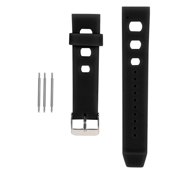 20mm Klockarmband Silikon Spänne Vattentätt Svettsäkert Klockarmband (Svart)