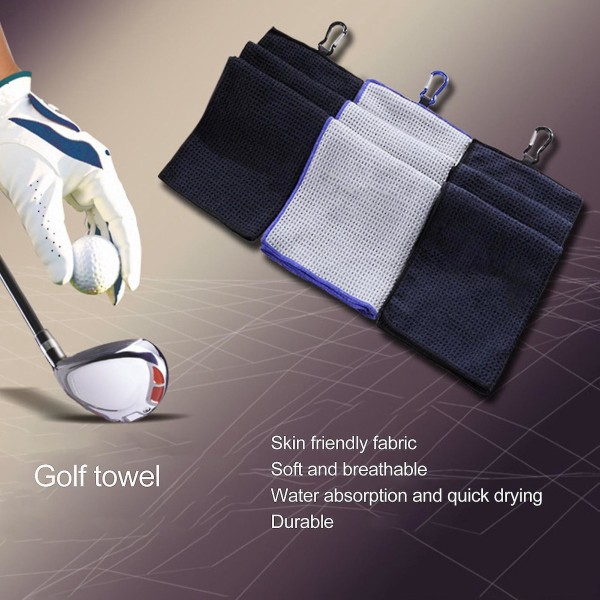 2-pack vita golfhanddukar med våffelmönster för snabbtorkande och anti-pilling, golfträningstillbehör