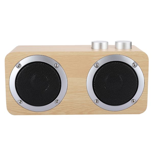 Högkvalitativ Mini Subwoofer-högtalare i Trä med Bluetooth, Vred och Ljudkabel