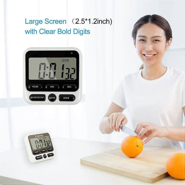 Stor LCD Digital Køkken Timer Nedtælling Op Vækkeur 24 Timer Magnetisk