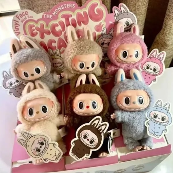 Blind Box Overraskelse! Pop Mart Raboo Plys Nøglering - 17cm Macaron Monstre random