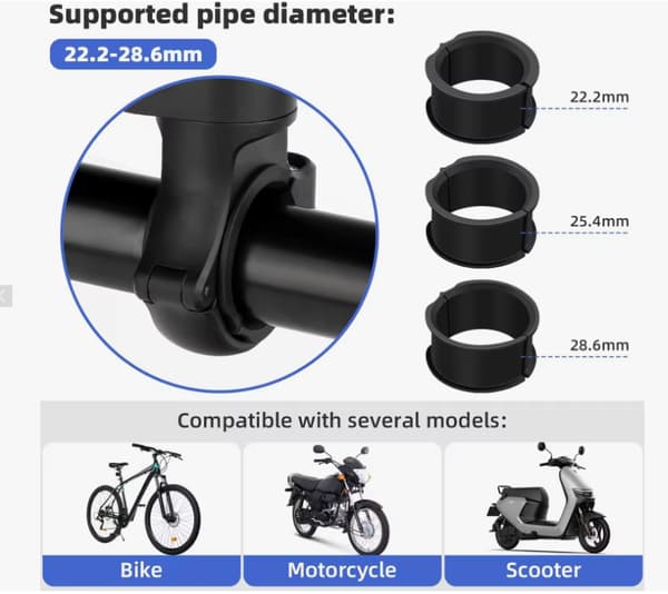 Motorcycle Phone Holder with Vibration Damper — 2 Smartphone Holders for Bicycle Handlebars