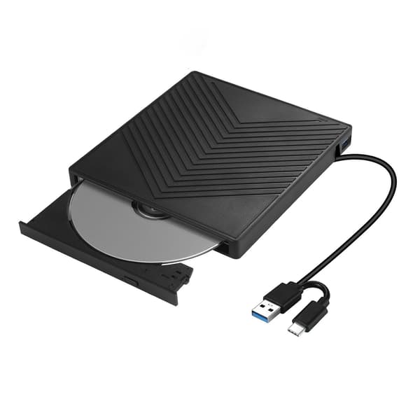 Ekstern DVD-brænder USB, universelt optisk DVD-drev til bærbare computere, disk-læser, USB-hub
