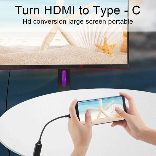 USB C Type C - HDMI Puhelimen Näytön Peilaus Teräväpiirto Muunnin Kaapeli Johto 4K30Hz