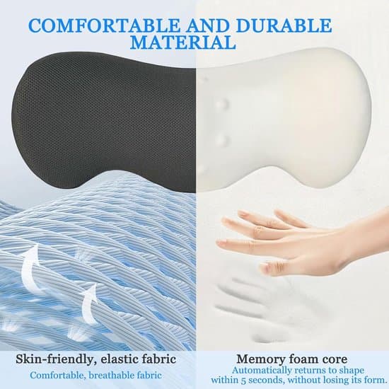 Back Support Pillow - Ergonomic Memory Foam Lumbar Pillow - Pain Relief for Lower Back and Sciatica - Suitable for Sofa and Car - Anatomical Support Pillow
