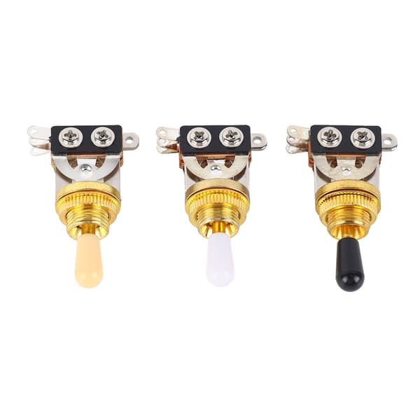 3st 3-vägs gitarr toggle-switchar kort rak switch med svarta vita krämspetsar för elgitarr guld