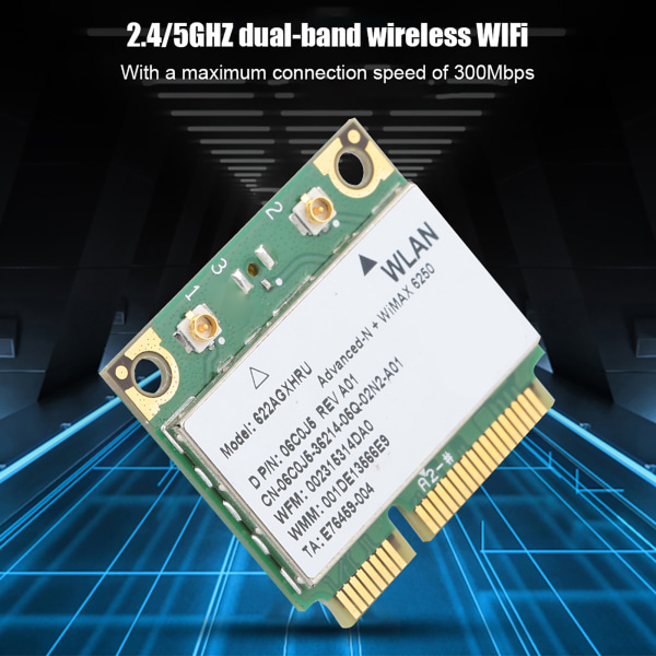 Til Intel 6250AN 622ANXHMW MINI PCIE 300Mbps 2.4/5GHZ Dual Band Trådløst WiFi Netværkskort
