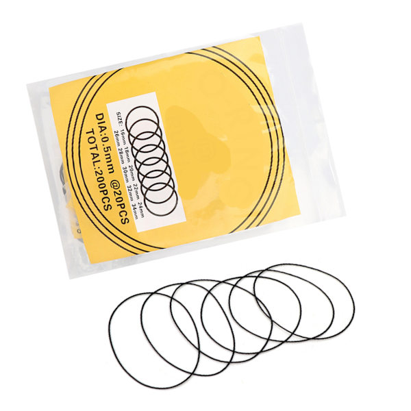 200 st O-ring Vattentät Gummitätning Klocka Baksida Tätningspackningar Reparationsverktyg (0,5 mm)