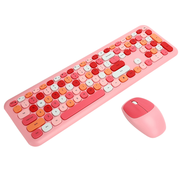 Trådlöst tangentbord och mus-set 2.4G Trådlöst 110 tangenter Tangentbord Mus Dator Tillbehör Rosa