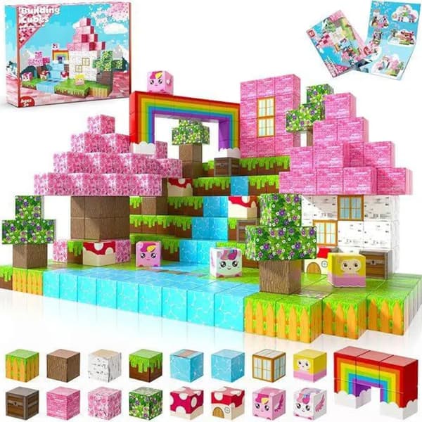 Magnetic Building Cubes, Educational Game for Children - Blue Castle [100 Pieces]