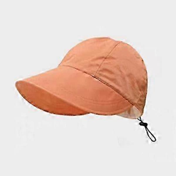 Women's Summer Hat with Wide Brim, Foldable Sun Hat, Anti-UV Beach Visor Orange Orange