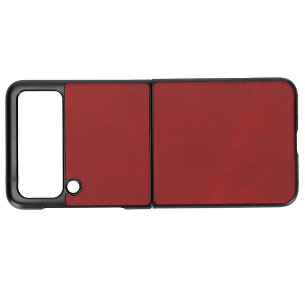 Leather Case for Samsung Galaxy Z Flip 3 Mobile Phone Shockproof Scratch Cover Red