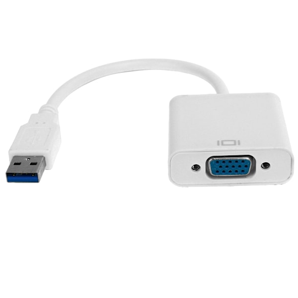 USB3.0 til VGA Konverter 5Gbps HD 1080P Adapterkabel 15Pin Hunn Eksternt Skjermkort Hvit