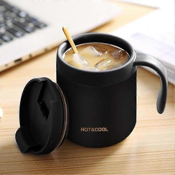 500ML Isolert Kaffekopp, Isolert Kopp med Korkunderlag, Flott for Reisekontor