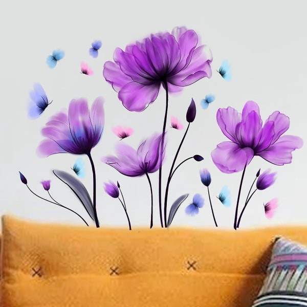 Tulip Garden Blomster veggklistremerker for barnerom, babybarnehage, stue, TV-veggdekorasjon