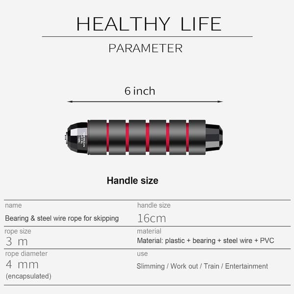 This jump rope has ball bearings, a quickly adjustable cable, and 15 cm memory foam handles, making it ideal for cardio training.