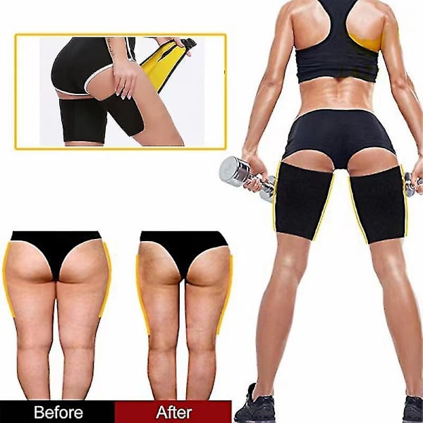Leg Shaper for kvinner Sauna Svette Lårtrimmer Vekttap Slanking Ben Fett Termo Neopren kompresjonsbelte S-M