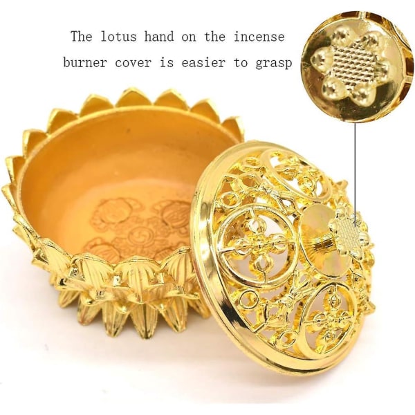 Golden Lotus Backflow suitsukepoltin - Minimetallinen aromaterapiapidike kodin sisustukseen ja lahjoihin
