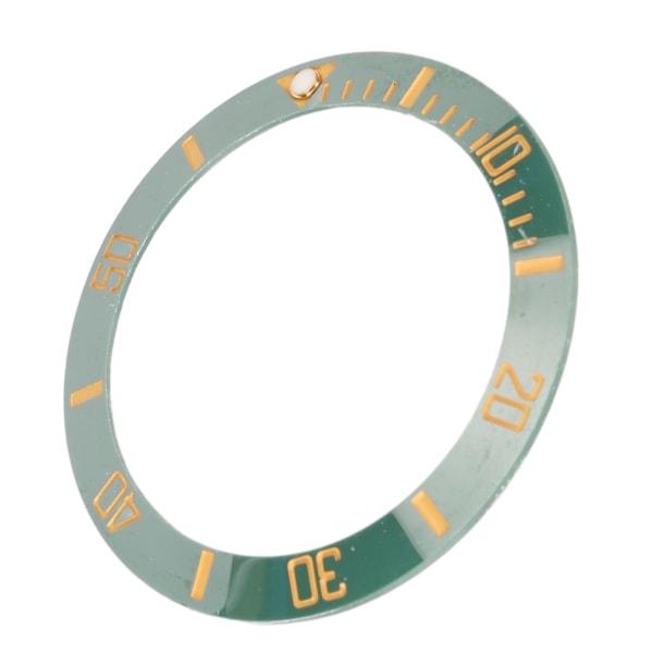 40mm Diameter Klocka Bezel Insats Ring Tydlig Skala Självlysande Keramisk Ersättningsbezel Insats Guld Karaktär Grön Baksida