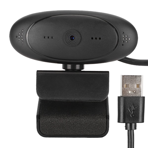 PC Kamera Webbkamera HD 1080P Datortillbehör Inbyggd Mikrofon för Videokonferens (Svart)