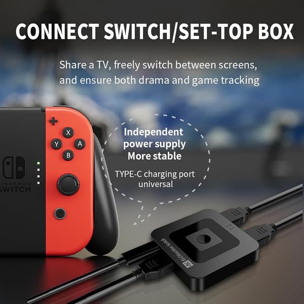 HDMI 2.1 Switch, DisplayPort Switch 4K Splitter, Tovejs DisplayPort Switchboks 2 ind 1 ud/ 1 ind 2 ud