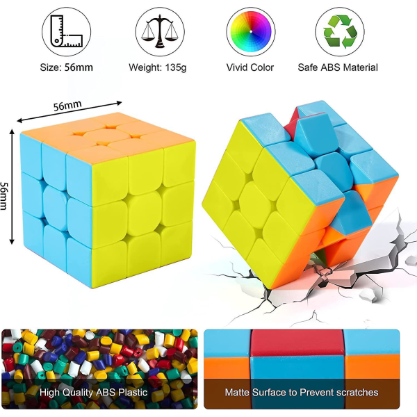 Profesjonell 3x3x3 Speed ​​Cube: Rask, jevn rotasjon, slitesterk og frostet klistremerke - Beste 3D-puslespillet magiske leketøy