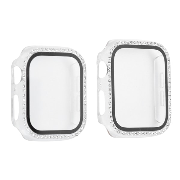 2 st Watch Case Cover Crystal Shiny Protective Case med Film Smycken Tillbehör för IOS Watch