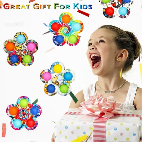 Pop Fidget Spinner, Push Bubble Spinner Enkle Fidget Popper Spinners til stresslindring, Fidget-legetøj med Push Bubble til voksne børn (12-pak)