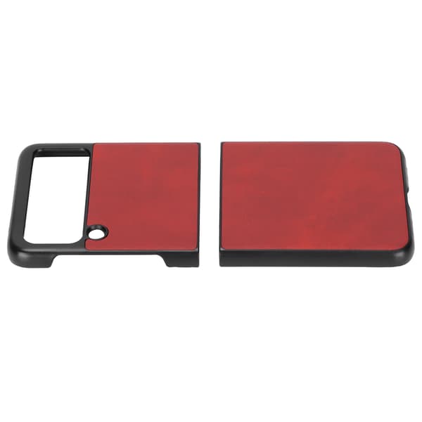 Leather Case for Samsung Galaxy Z Flip 3 Mobile Phone Shockproof Scratch Cover Red