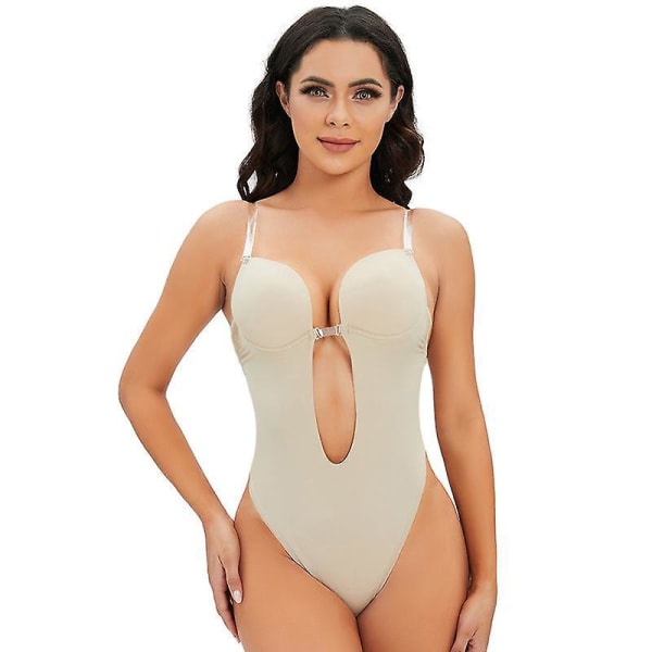 Deep Plunge V-ringad axelbandslös rygglös Body Shaper Shapewear för kvinnor (storlek L)