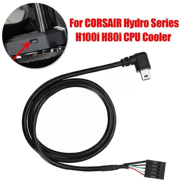 USB-interfacekabel til CPU-køler, egnet til CORSAIR H80i, H100i, H110i, H115i, lang levetidspakke Black