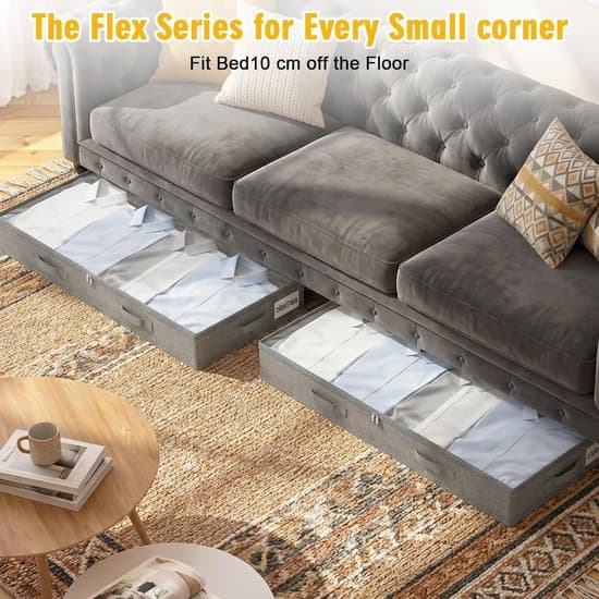 Under-bed storage box - Large storage box with zipper - Foldable wardrobe - Storage box - 100×50×10 cm - Set of 2