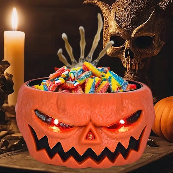 Halloween Dødningehoved Græskar Skål Græskar Slikskål Græskarfarve