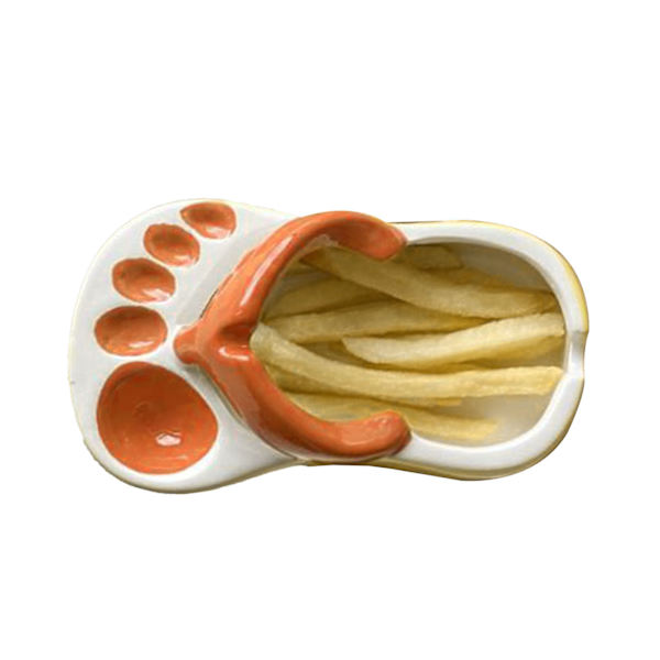 Keramisk Pommes Frites Skål Søde Klip Klappere Pommes Frites Tallerken Sød Keramisk Skål Klip Klapper Formet Snack Chip Sojasovs Serveringsskål Tallerken Orange
