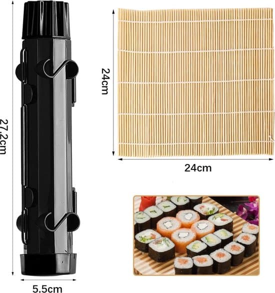 Sushi Maker Kit - Sushi Sæt - Sushi Maker - Sushi Ruller - Sushi Bazooka - Lav Sushi - Sushi Form - Gave - Sort
